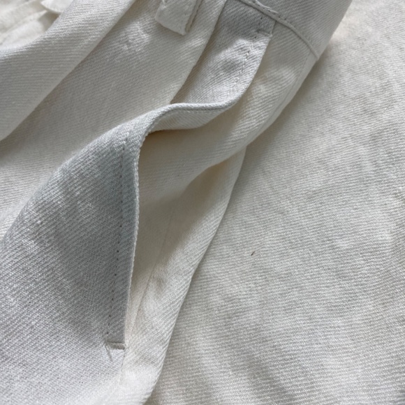 Zara Cream Linen Blend High Rise Pants Sz M - Picture 6 of 14
